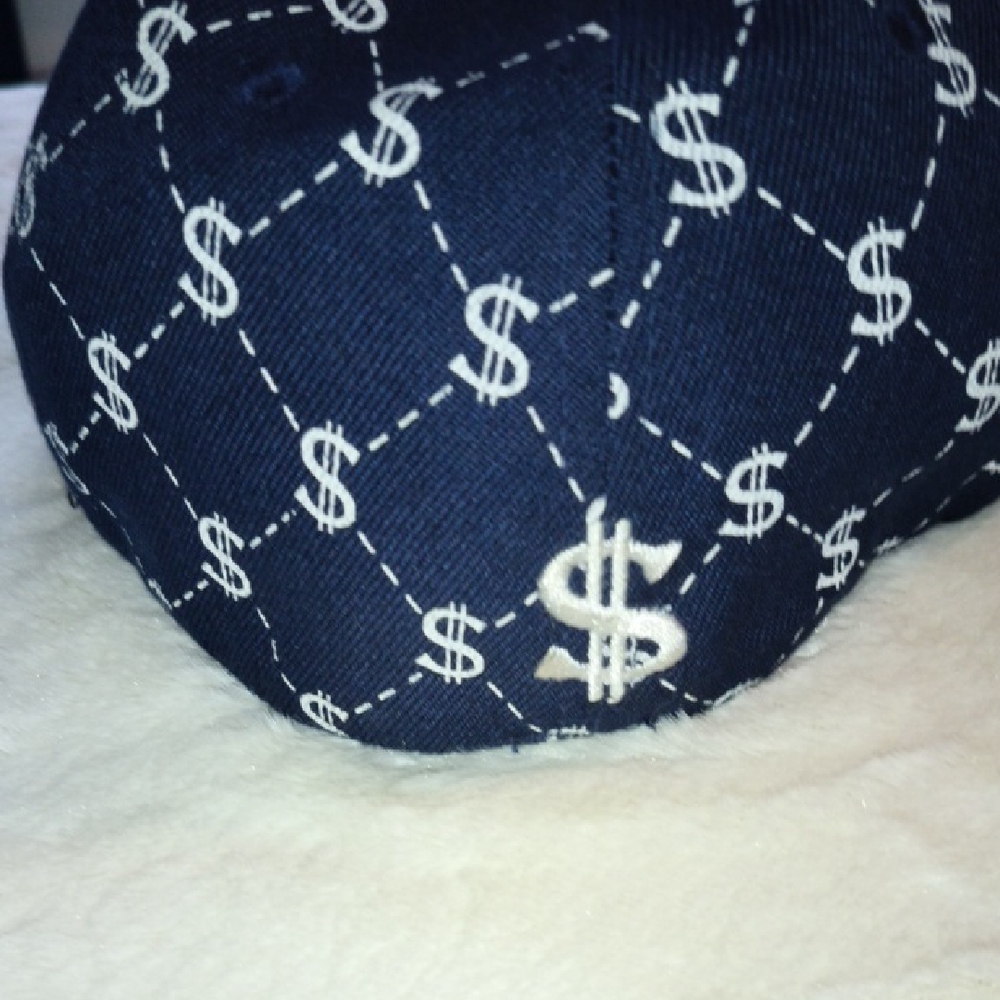 Navy Cap with Dollar Sign Pattern - Picture 7 of 7